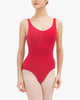 Gathered front and back leotard neckline