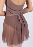 06017/1 CLARA, Mesh skirt with ties-Coffee