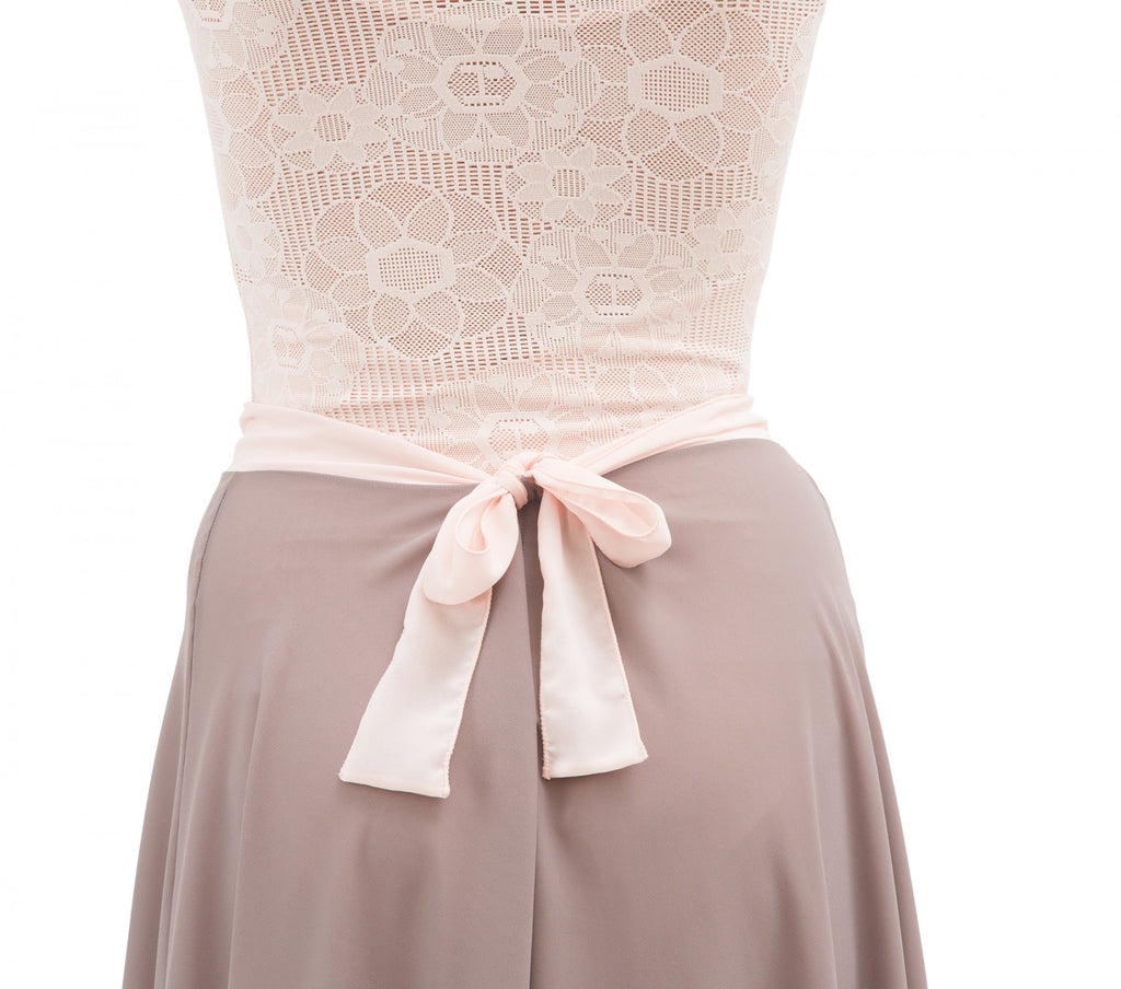Long sleeves top in rosette lace-Pink