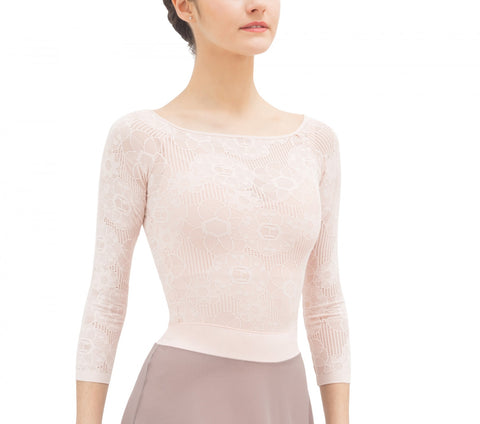 Long sleeves top in rosette lace