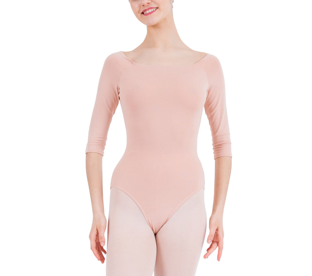 3/4 sleeve leotard-nude color- new shipment arrived