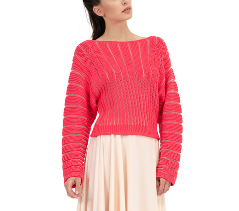 Two-tone ribbed knit wrap